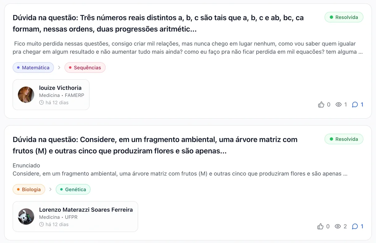 Monitoria de dúvidas